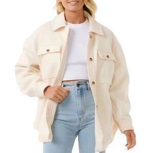 Miss selfie oatmeal fleece shacket M